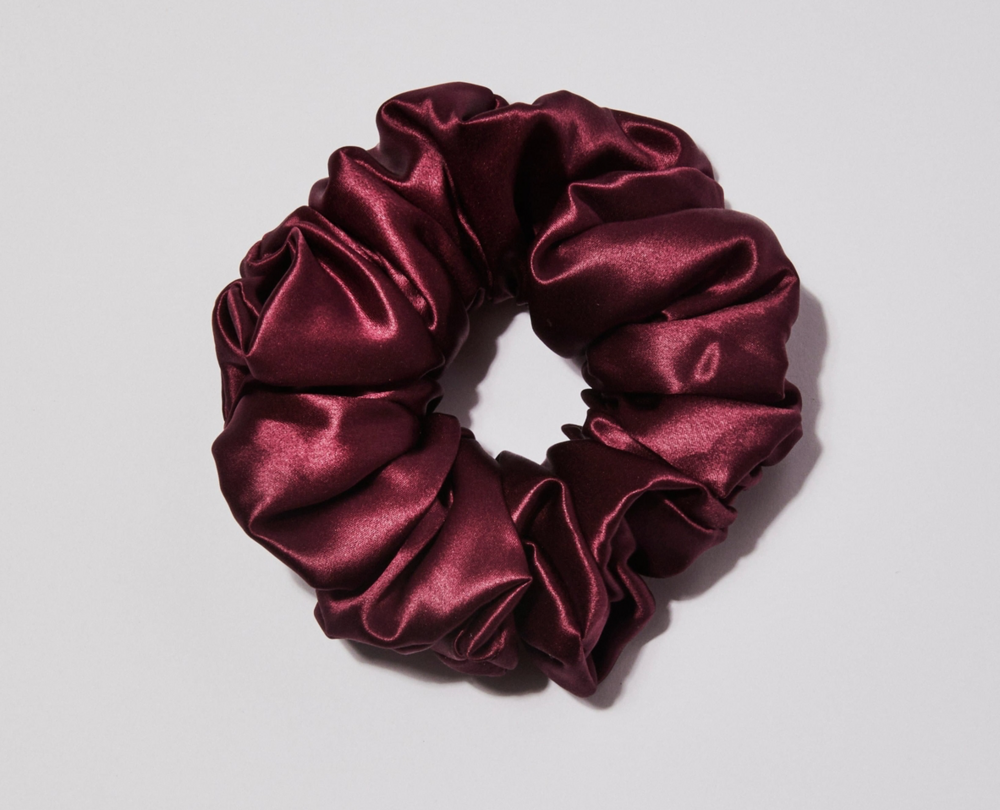 Large Organic Silk Scrunchie - Luxurious Pleated Design RED